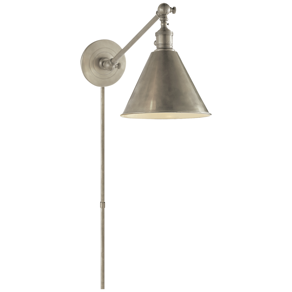 Boston Single Arm Library Sconce in Antique Nickel