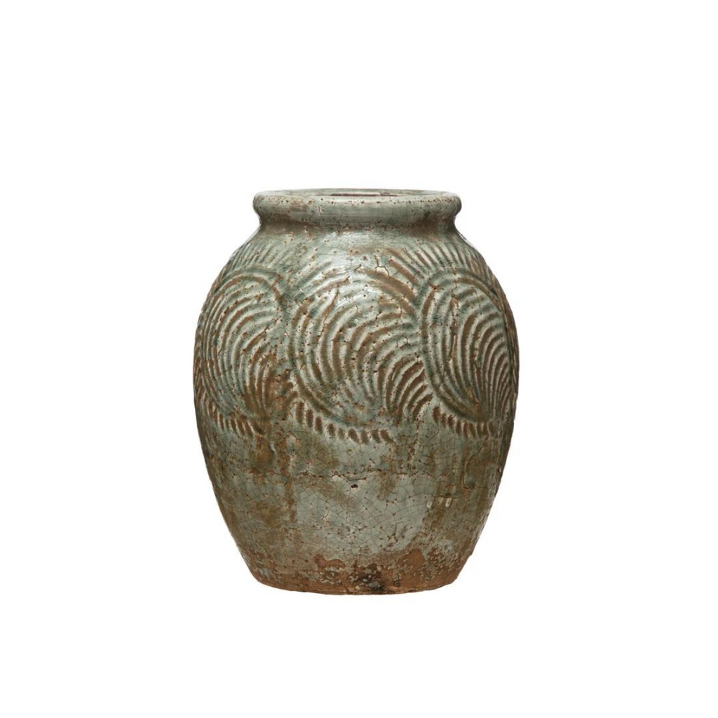 Driss Embossed Terracotta Vase