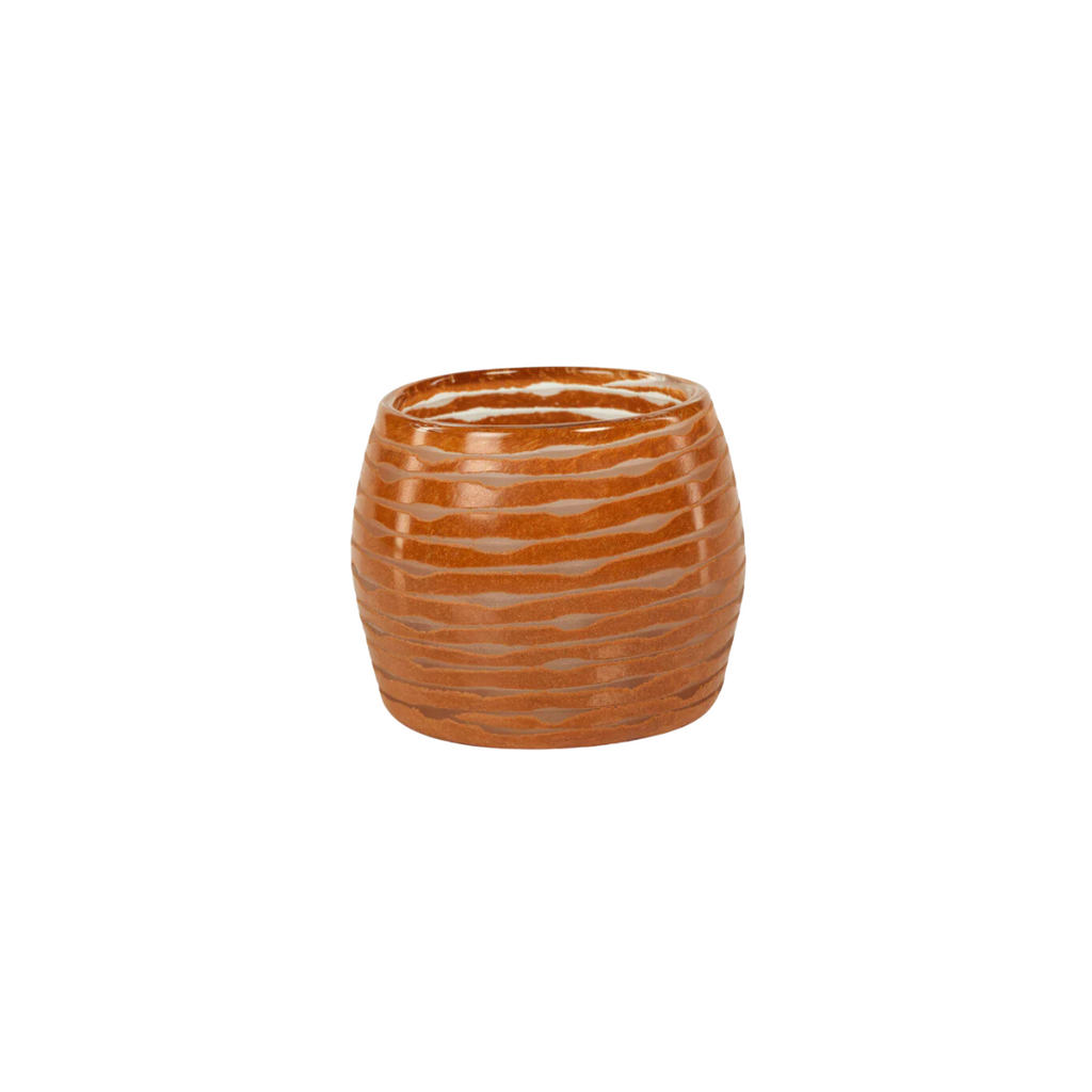 Rust Etched Stripe Candle Holder