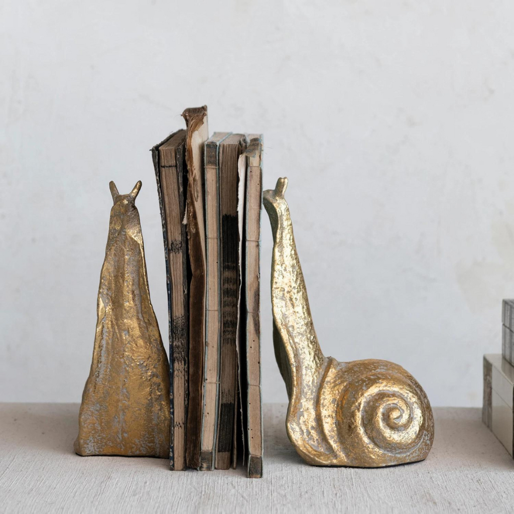 Gilded Snail Bookends