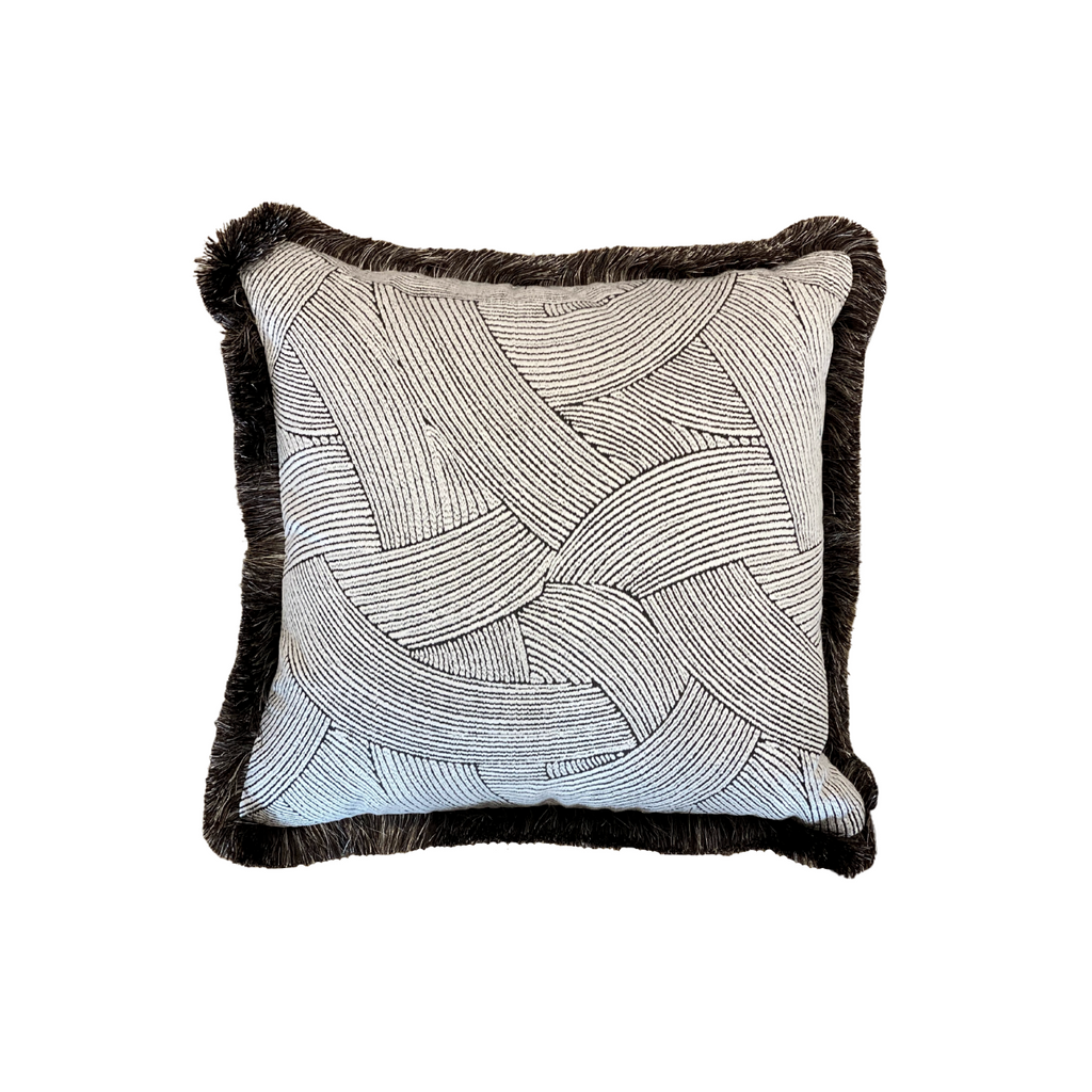 Custom Fringed Graphite Pillow