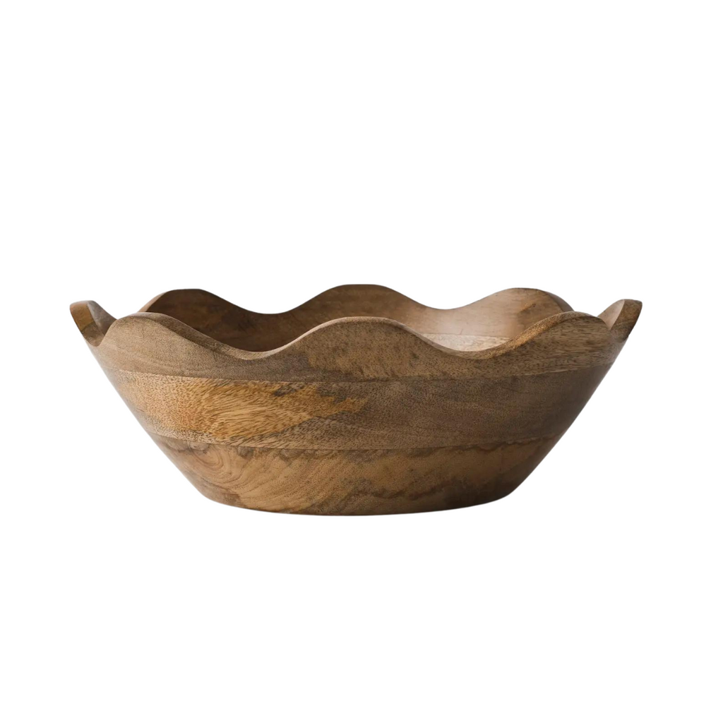 Scalloped Wood Bowl in Various Sizes