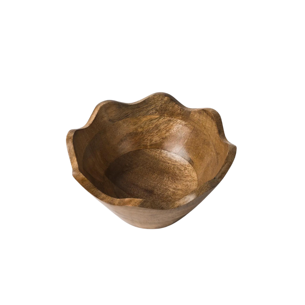 Scalloped Wood Bowl in Various Sizes