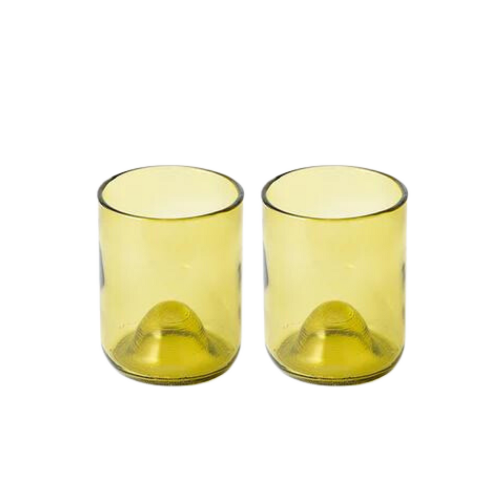 Short Olive Recycled Glasses (Set of 2)