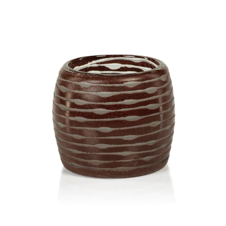 Plum Etched Stripe Candle Holder
