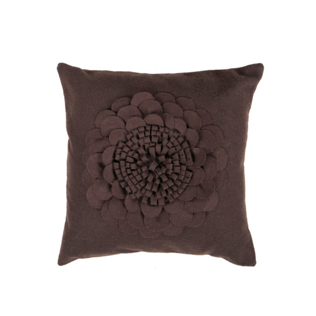 Brown Wool Flower Pillow