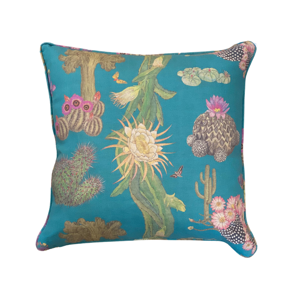 Turquoise Cactus Mexicanos Pillow