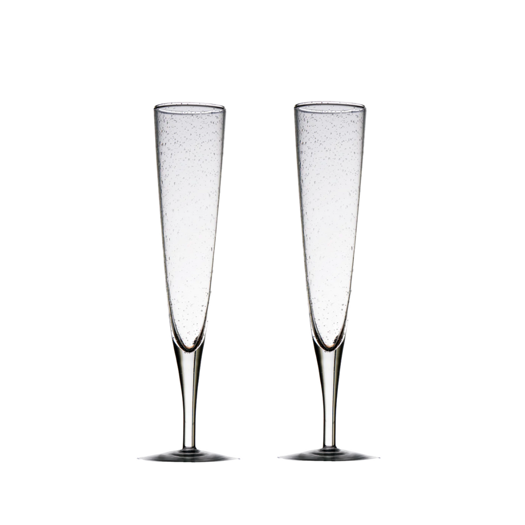 Bubble Glass Champagne Flutes (Set of 2)