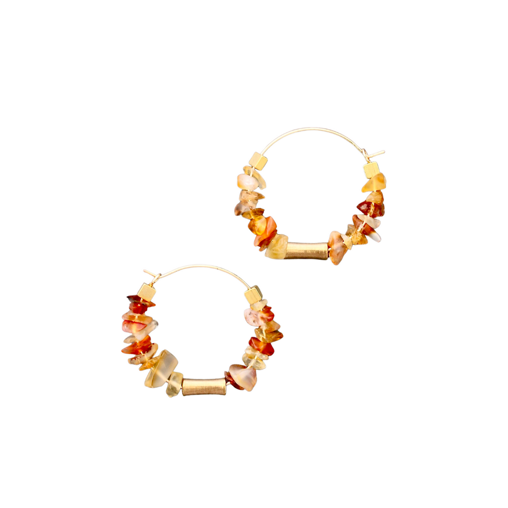 Carnelian + Brass Earrings